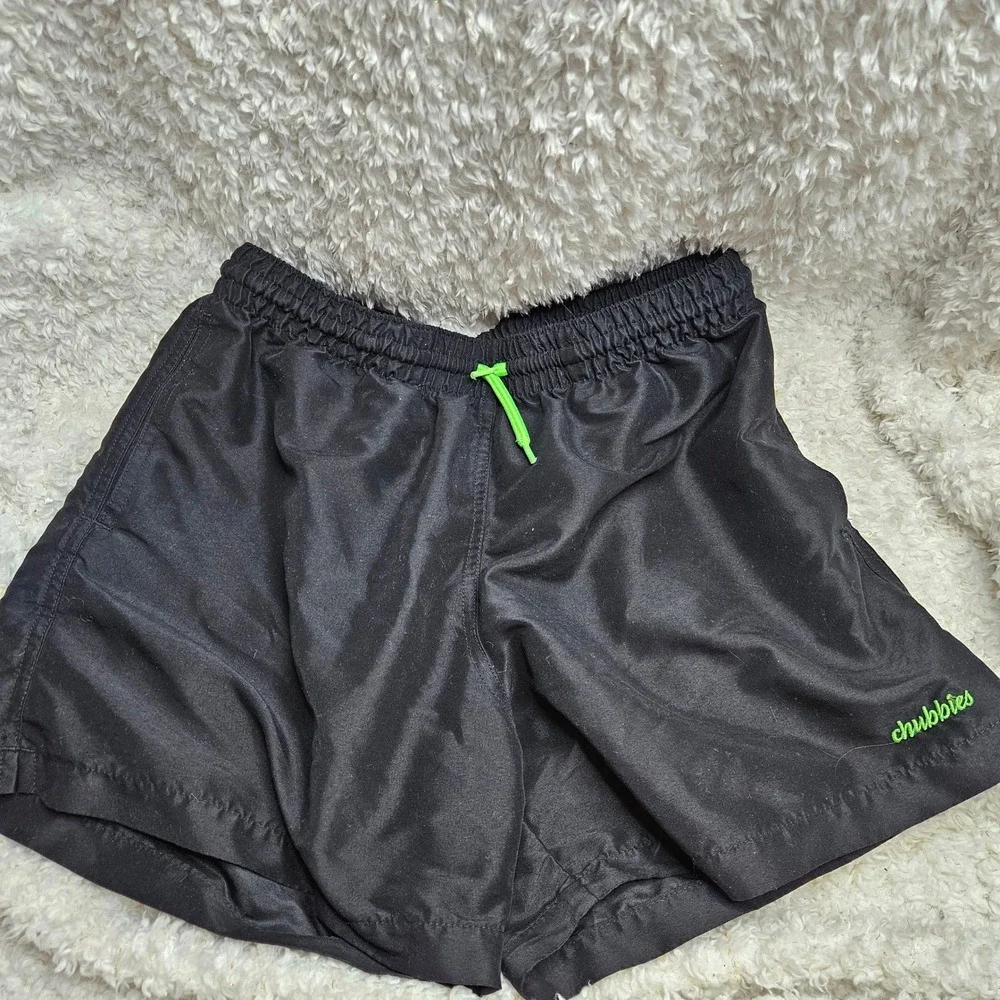 Chubbies Black with Neon Details Made in USA Swim Trunks sz M‎